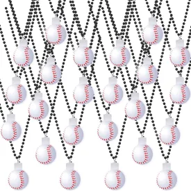 12 Pcs LED Ball Necklaces Basketball Football Baseball Party Light up Necklaces Glow Pendant Sports Party Favors Costume for Adult Sports Themed Party Gift (Baseball)