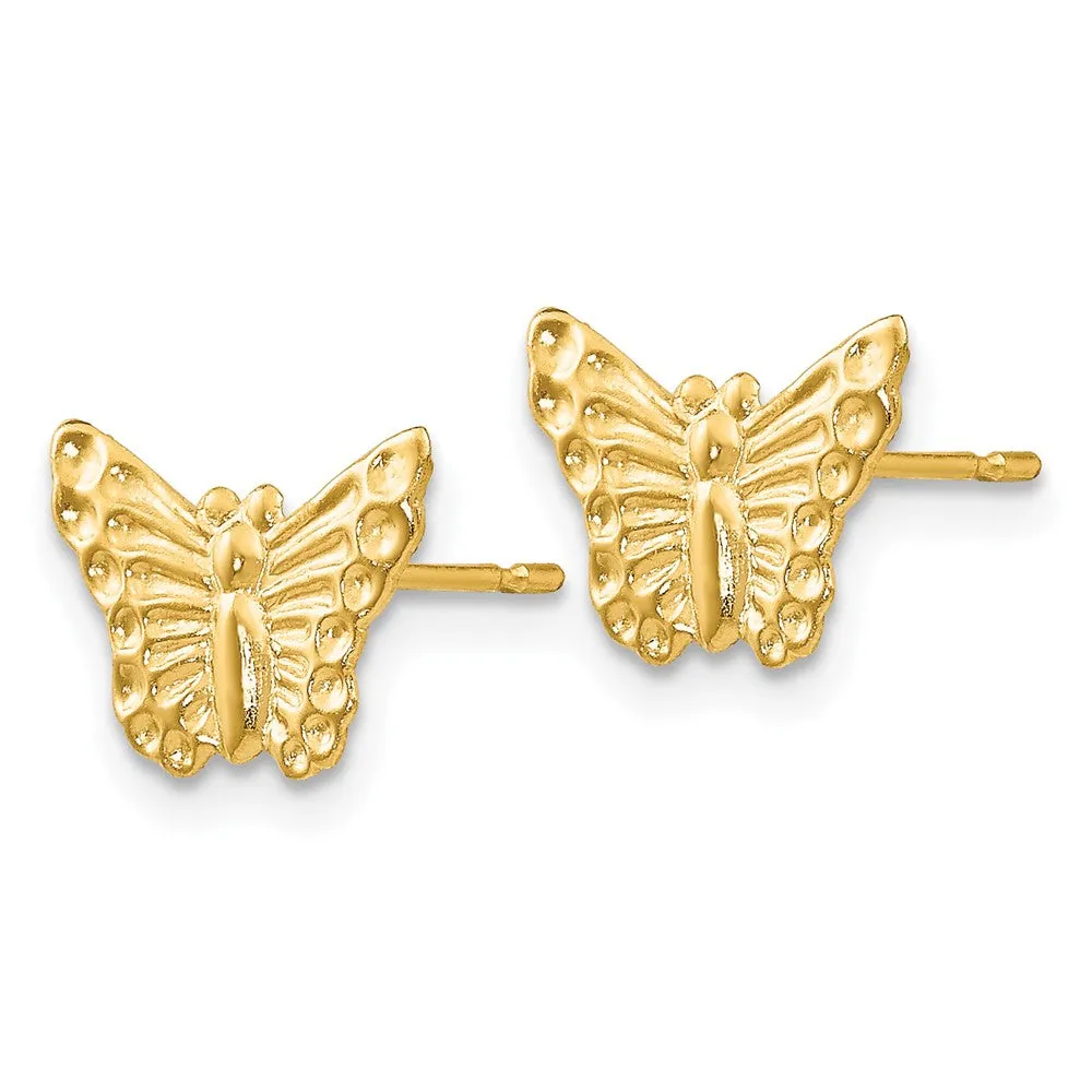 14KT Yellow Gold 12X8MM Butterfly Stud Earrings