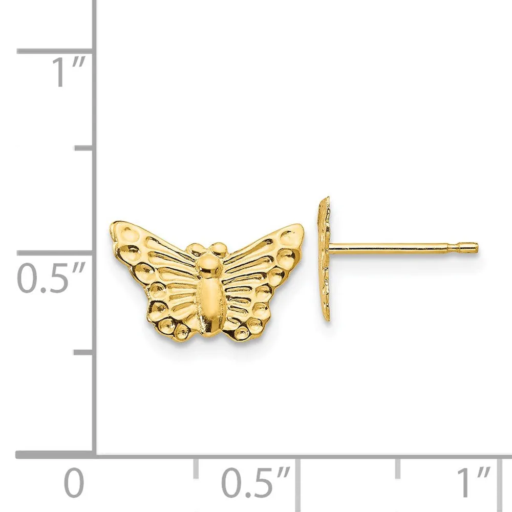 14KT Yellow Gold 12X8MM Butterfly Stud Earrings