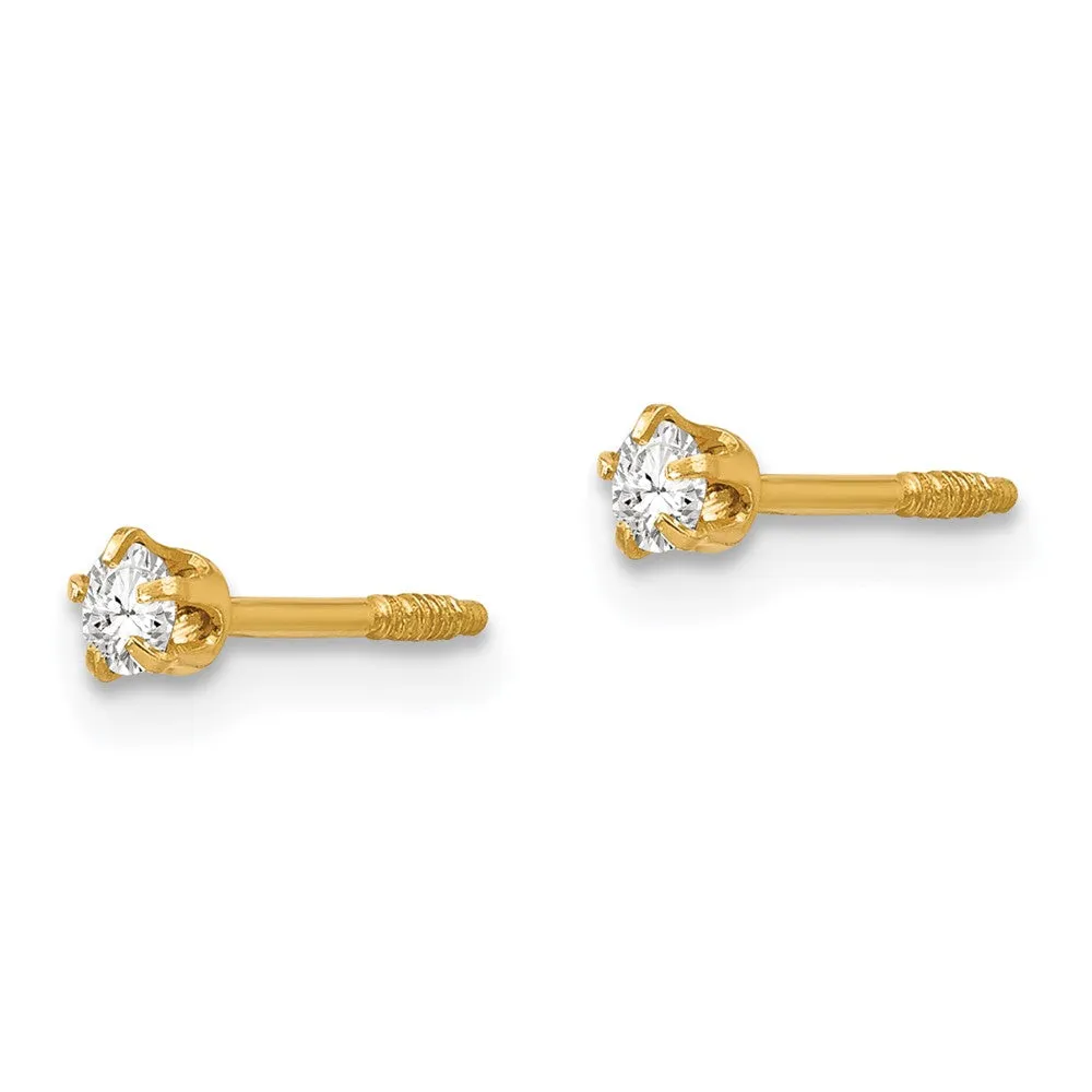 14KT Yellow Gold Crystal 3MM Reversible Stud Earrings