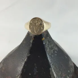 2 Initials Seal Engraved  14mm x 12mm -  9 Carat Yellow Gold Signet Ring