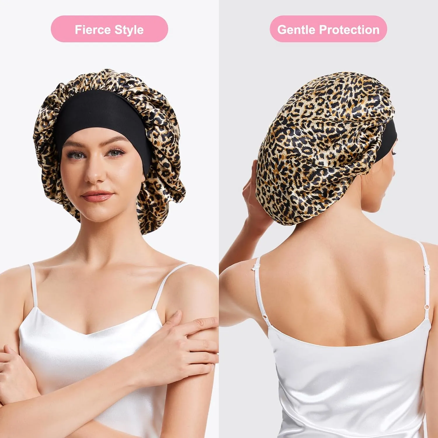 3PCS Silk Sleep Bonnet for Women, Large Satin Hair Caps with Elastic Band, Curly Hair Wrap for Sleeping, Frizz Protection