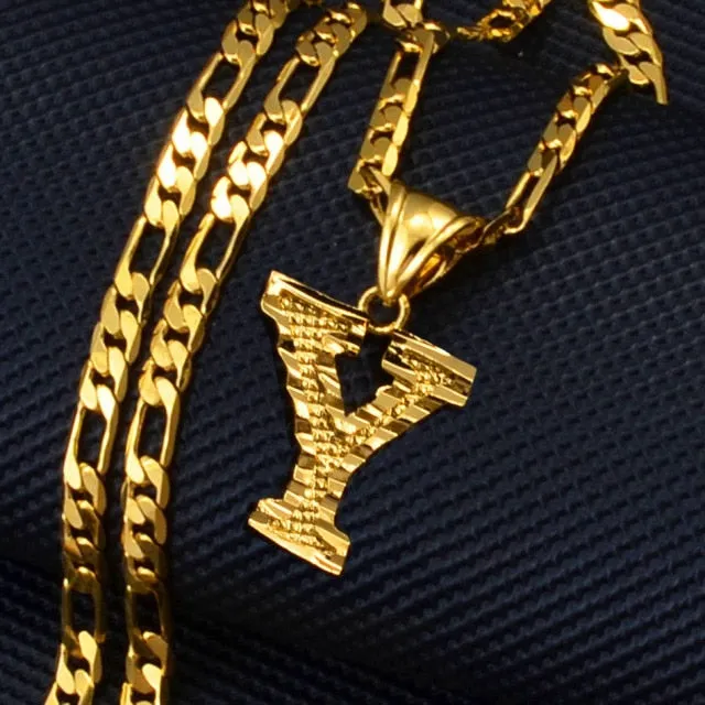 A-Z Letters Pendant Necklaces for Women Men