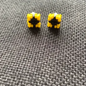 Beaded Square Stud Earrings