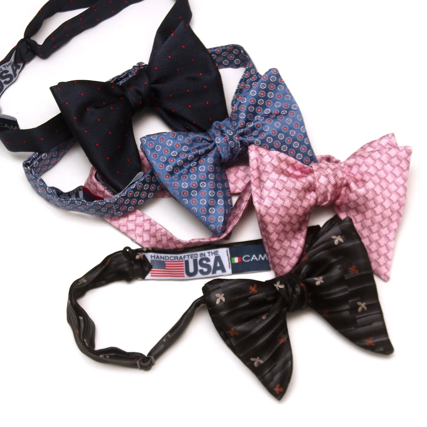 Big Butterfly Bow tie in Blue Polka Dots Silk Bow Tie