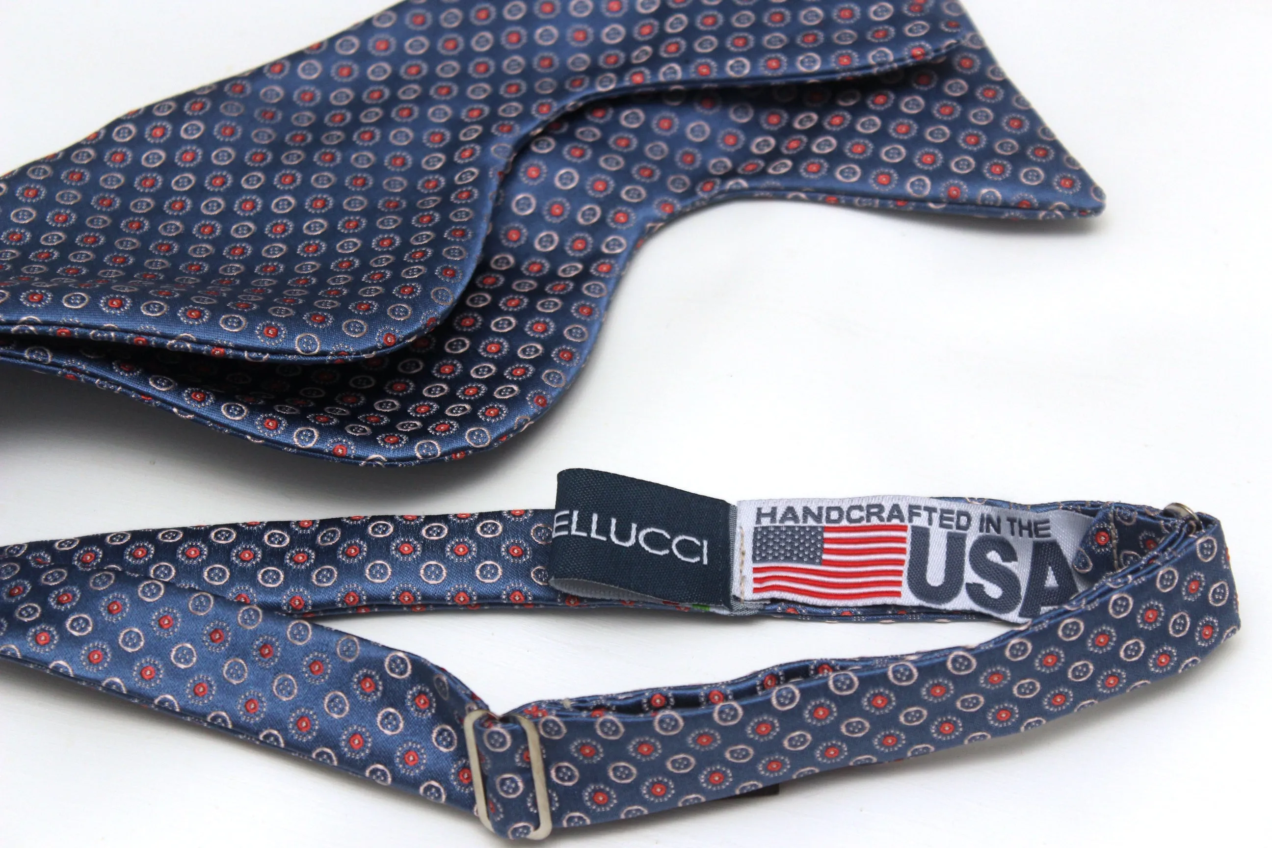 Big Butterfly Bow tie in Blue Polka Dots Silk Bow Tie