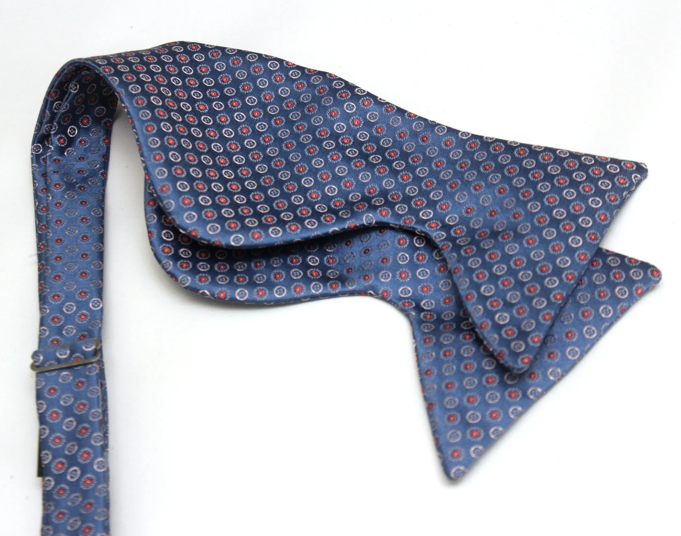 Big Butterfly Bow tie in Blue Polka Dots Silk Bow Tie