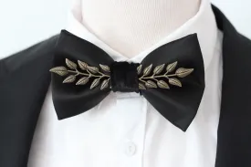 Black satin steampunk mens bow tie