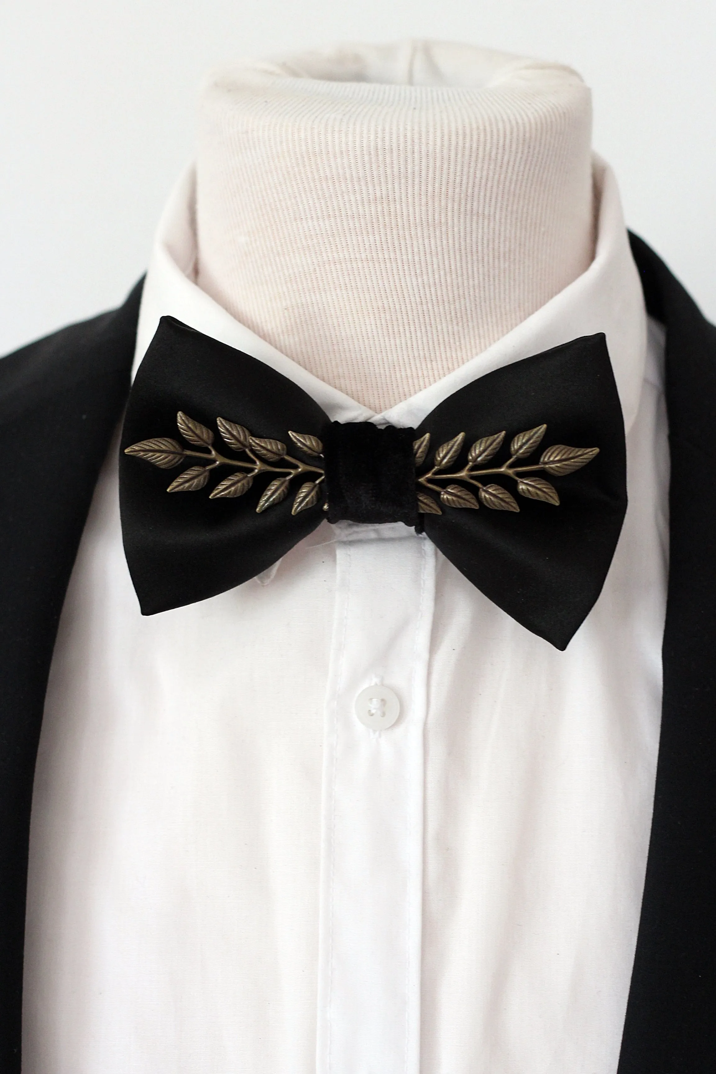 Black satin steampunk mens bow tie