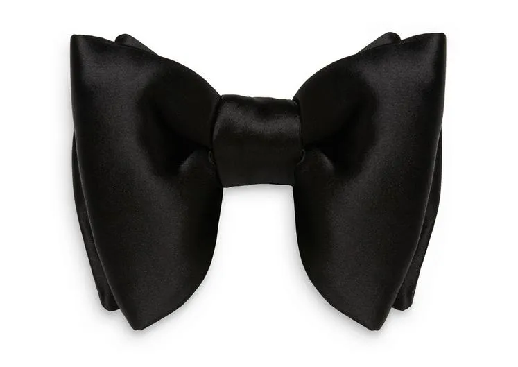 Black Silk Evening Bow Tie - The Butterfly