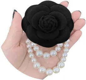 Bohemian Pearl Safety Brooch Pins Flower Hair Flowers Hairpin Headpieces, Shawl Clips for Women Girls Vintage Collar Brooch