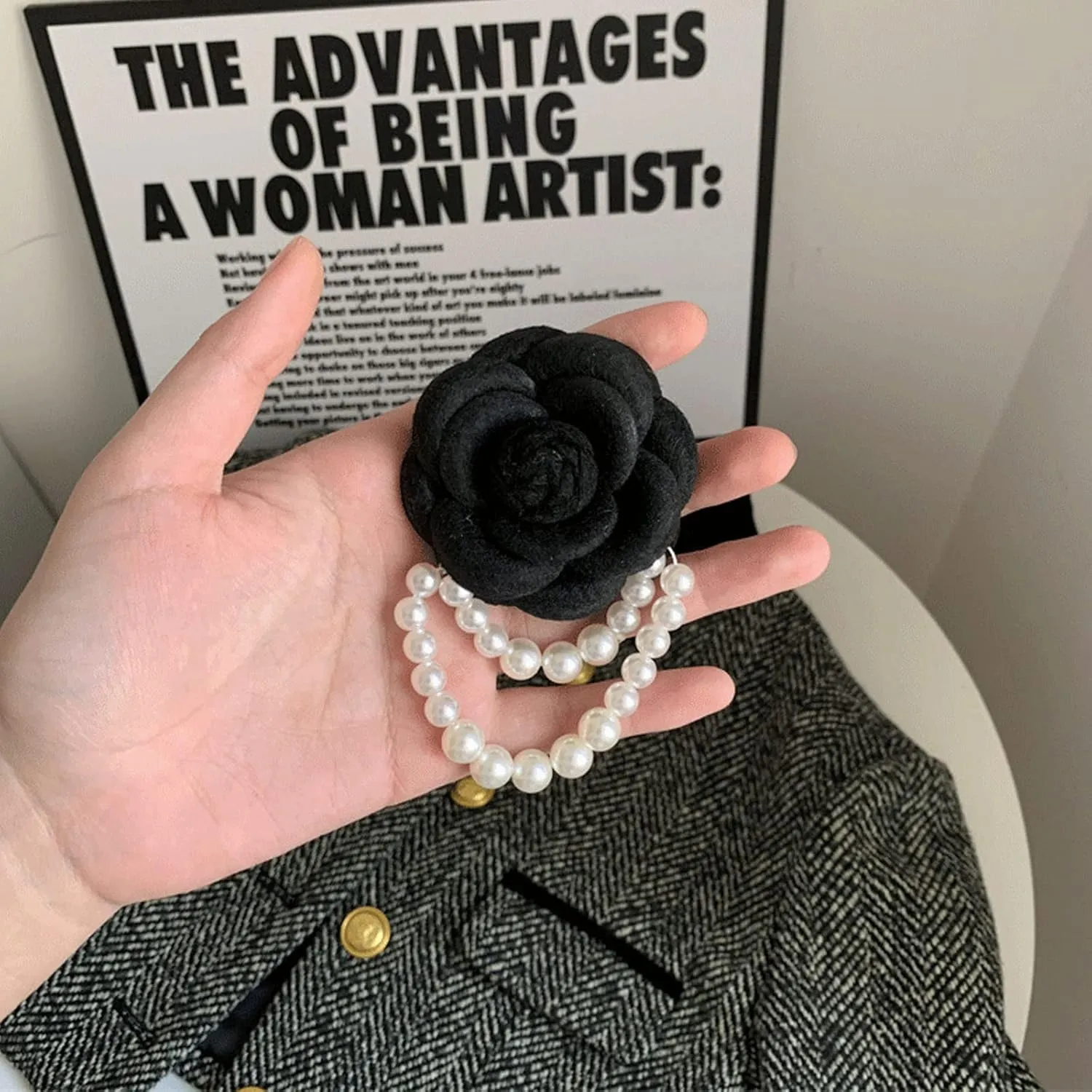 Bohemian Pearl Safety Brooch Pins Flower Hair Flowers Hairpin Headpieces, Shawl Clips for Women Girls Vintage Collar Brooch