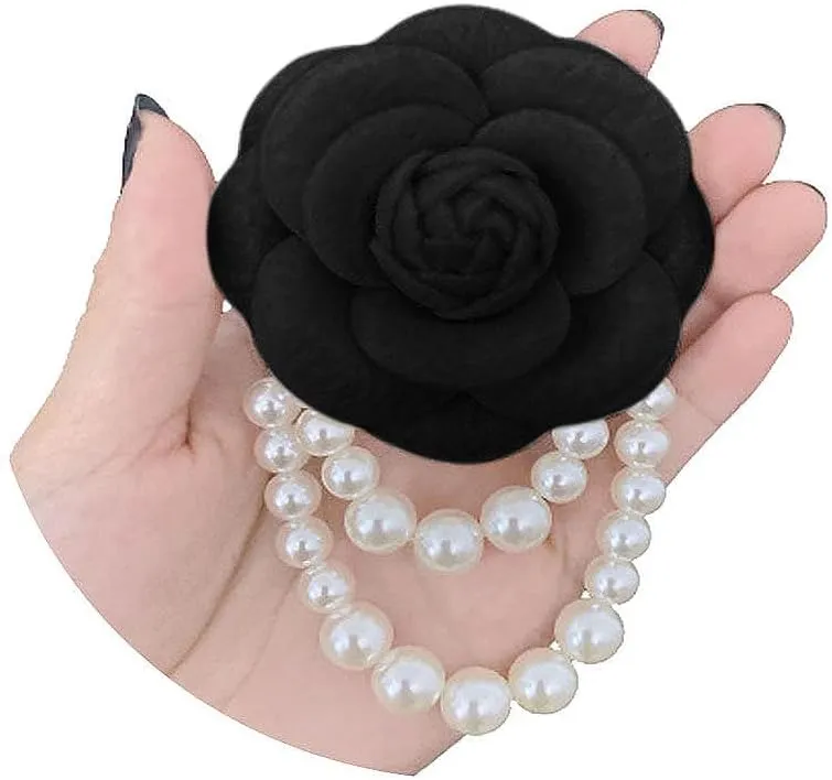 Bohemian Pearl Safety Brooch Pins Flower Hair Flowers Hairpin Headpieces, Shawl Clips for Women Girls Vintage Collar Brooch