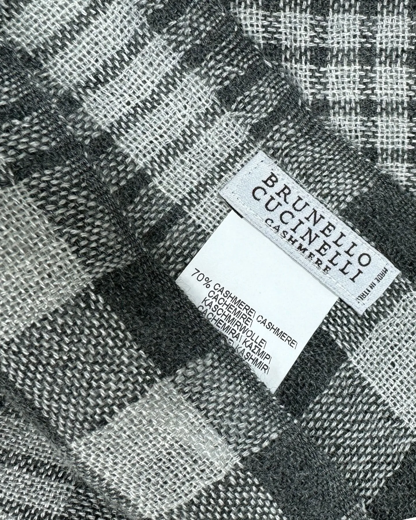 Brunello Cucinelli Scarf Black Gray Plaid - Cashmere Silk Shawl SALE