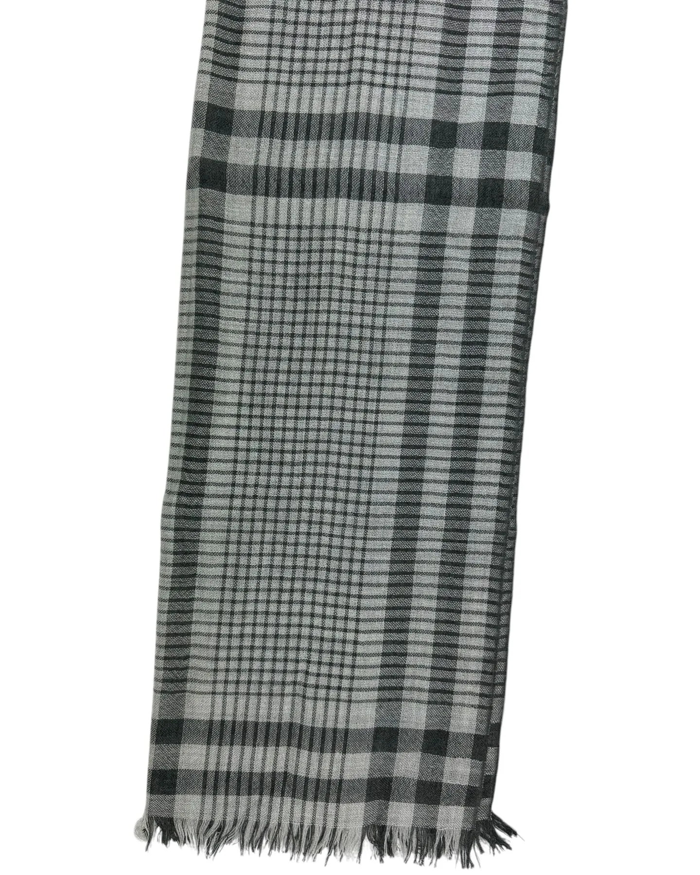 Brunello Cucinelli Scarf Black Gray Plaid - Cashmere Silk Shawl SALE
