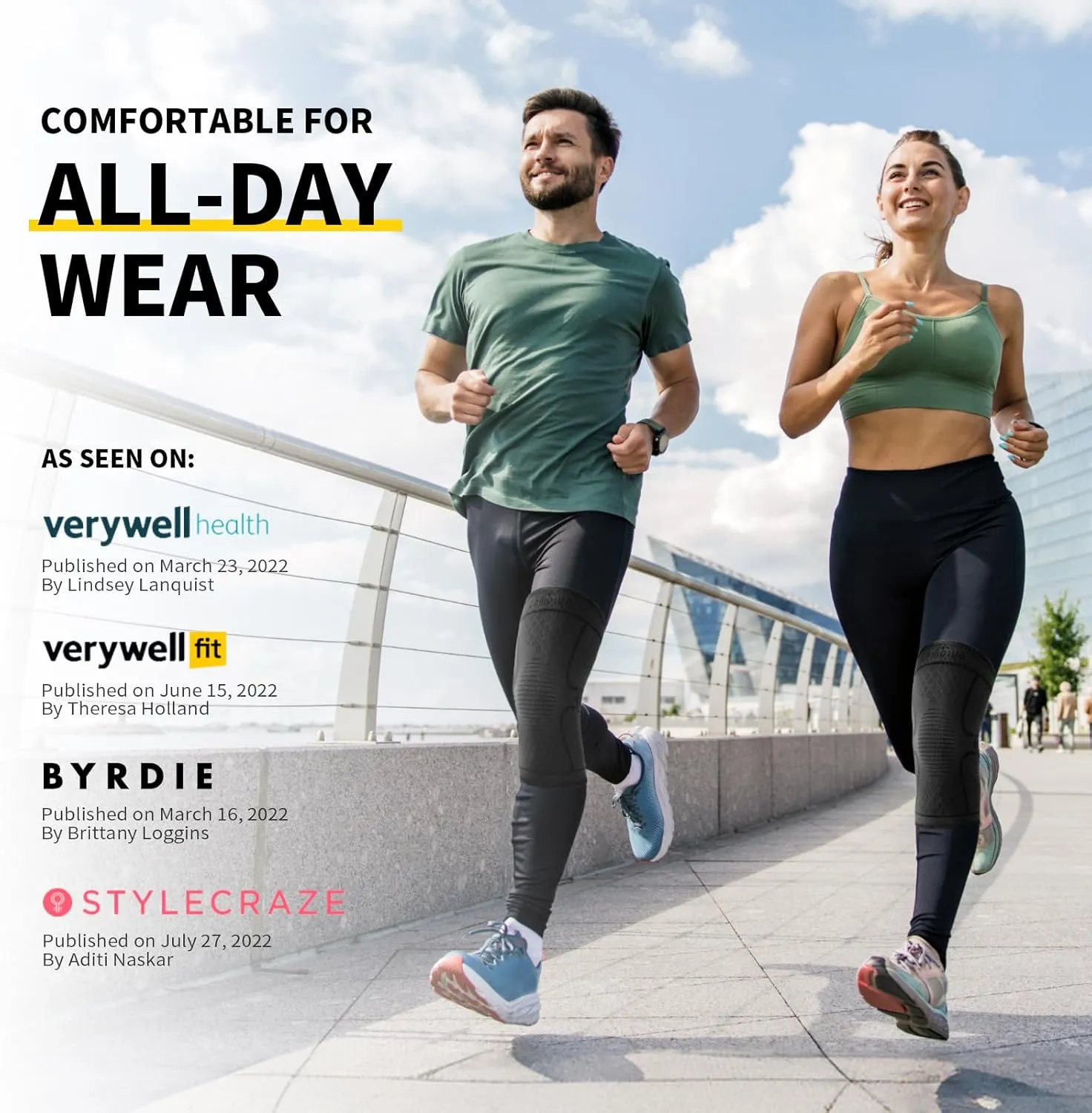 CAMBIVO 2 Pack Knee Braces for Knee Pain, Knee Compression Sleeve for Men and Women, Knee Support for Meniscus Tear, Running, Weightlifting, Workout, ACL, Arthritis, Joint Pain Relief (Black,Medium)