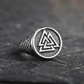 Celtic Knot Valknut Stainless Steel Viking Ring