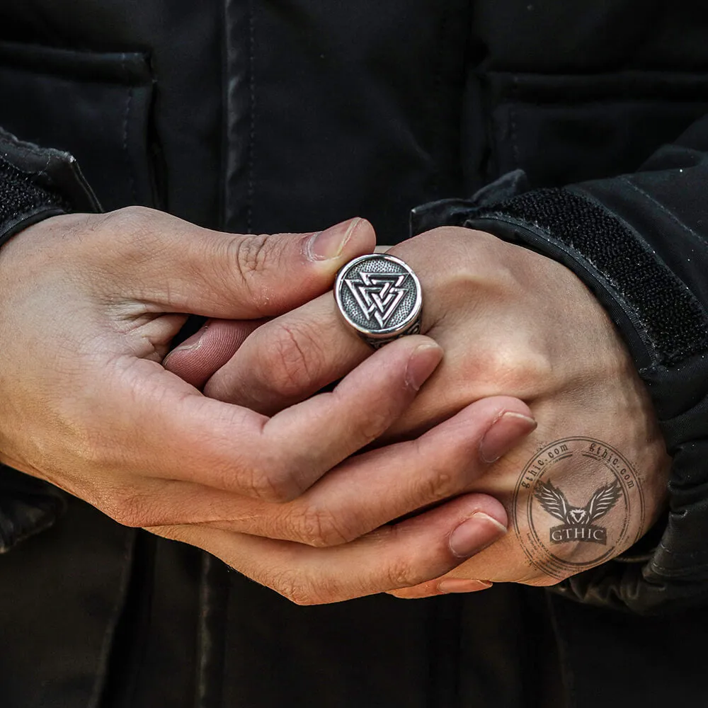 Celtic Knot Valknut Stainless Steel Viking Ring