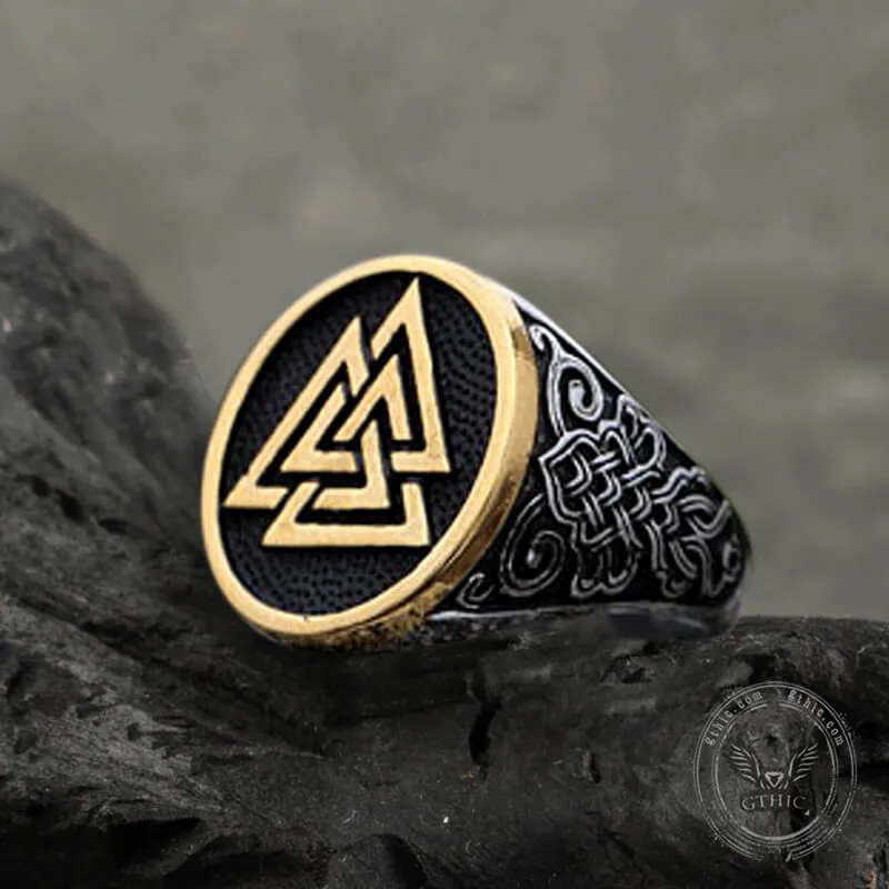 Celtic Knot Valknut Stainless Steel Viking Ring