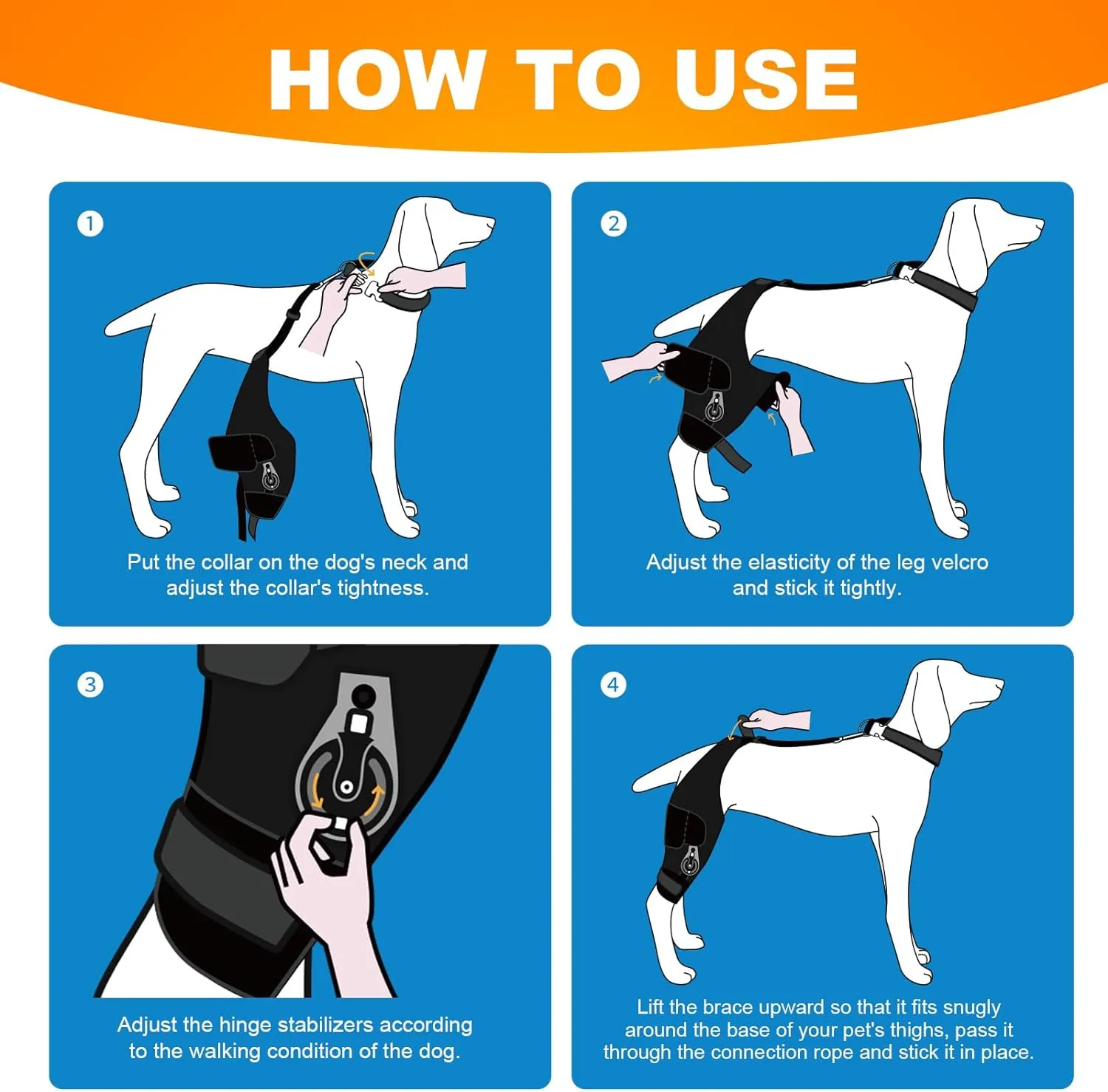 CHAMIN/RISURRY Adjustable Dog Knee Brace with Extra Collar, Support for Torn Acl Hind Leg, Tear Ligament, Osteoarthritis,Rear Leg Limp, Recovery After Surgery,et(Right Leg,XL)