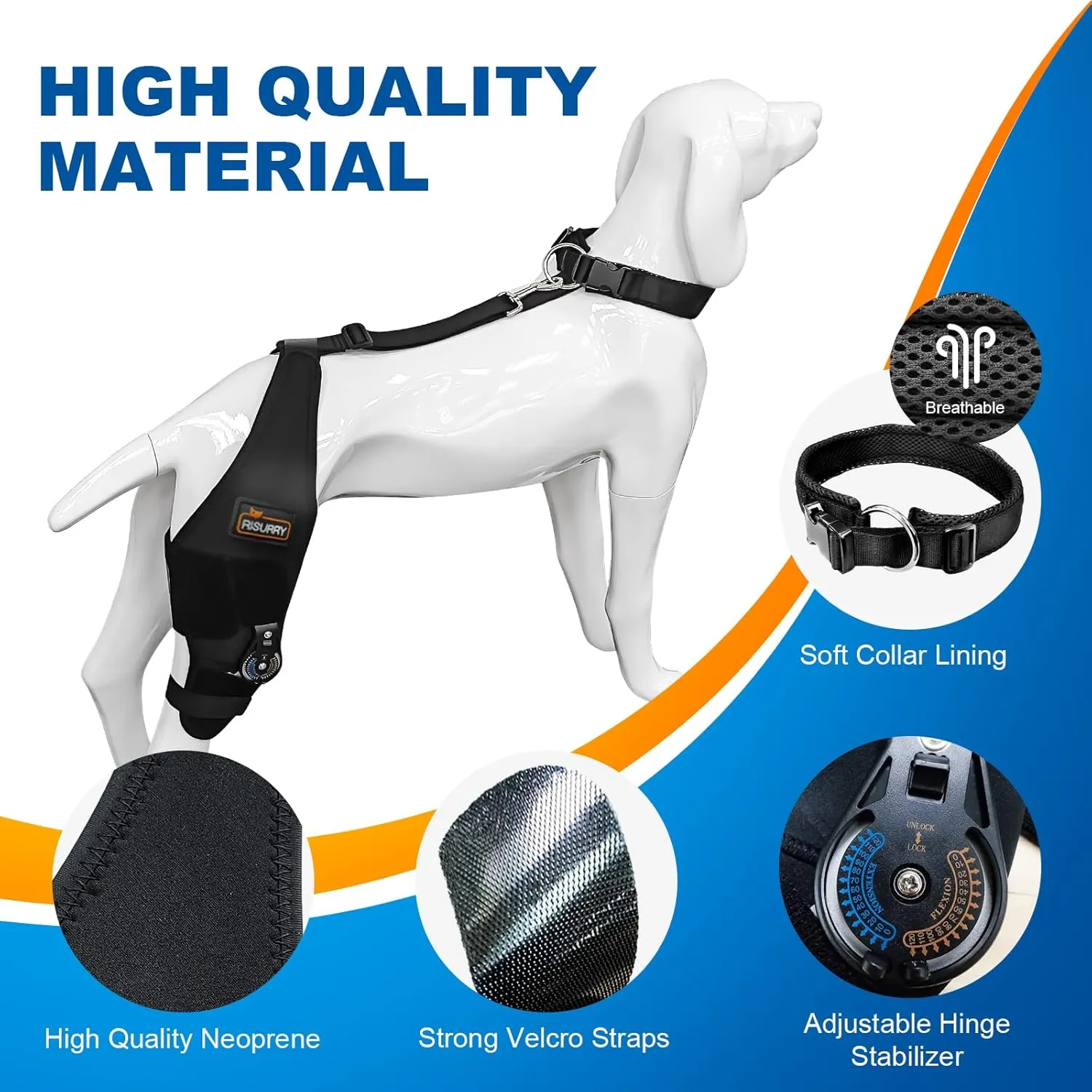 CHAMIN/RISURRY Adjustable Dog Knee Brace with Extra Collar, Support for Torn Acl Hind Leg, Tear Ligament, Osteoarthritis,Rear Leg Limp, Recovery After Surgery,et(Right Leg,XL)