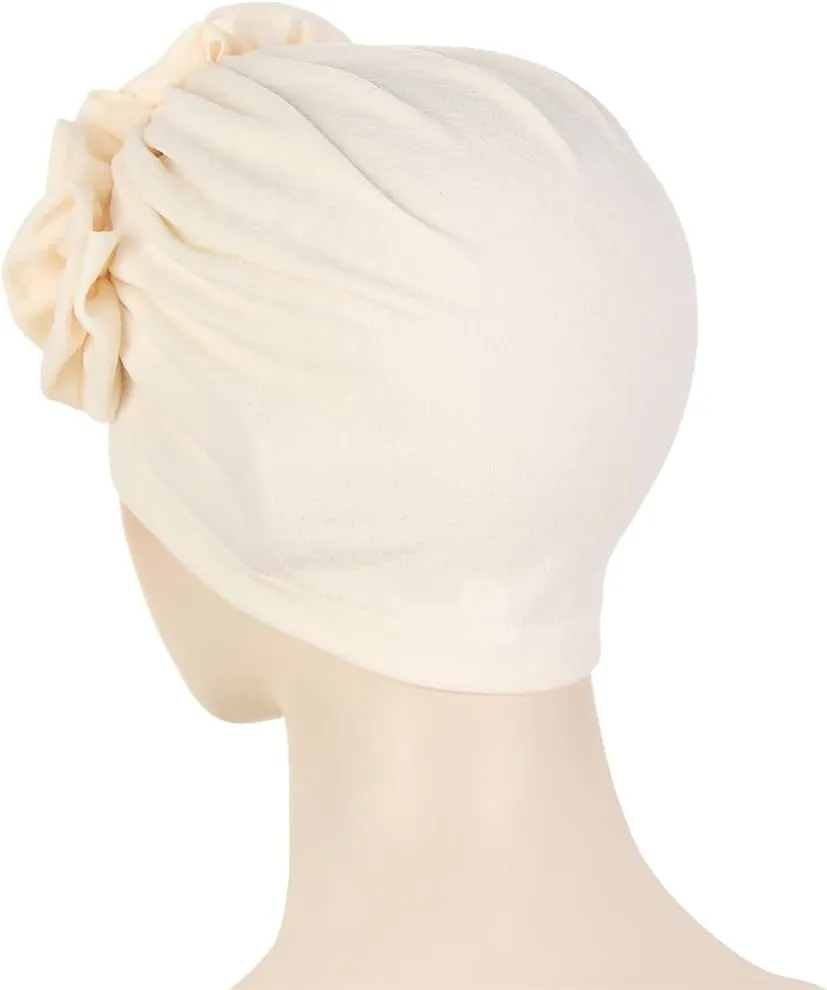Chemo Turban Caps for Women - Bead Flower Solid Headwear Hats Pre Tied Headwraps for Cancer Patients