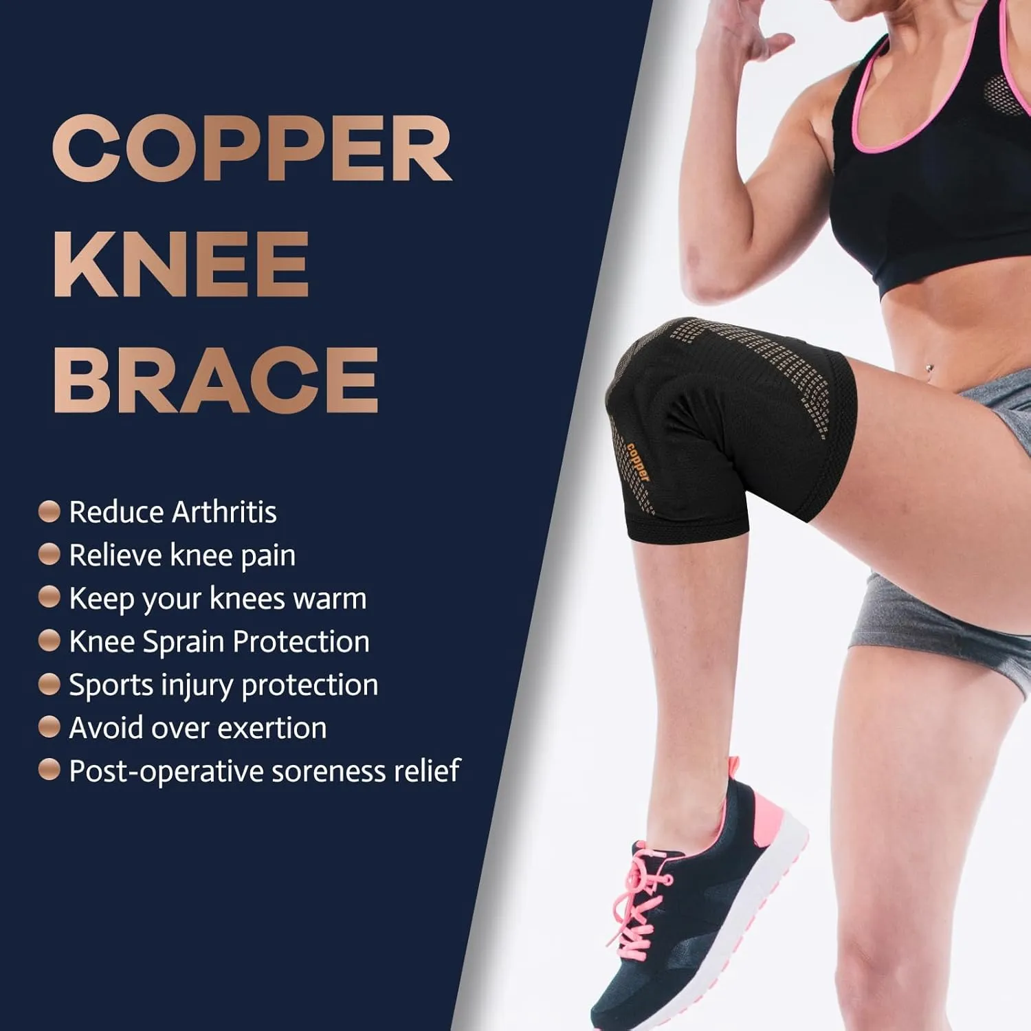 Copper Knee Brace for Women and Men Knee Brace for Arthritis Pain and Support-Knee Sleeves for Women Knee Pain Knee Support for Arthritis,Running, Workout and Knee Pain Relief - SINGLE(2X-Large