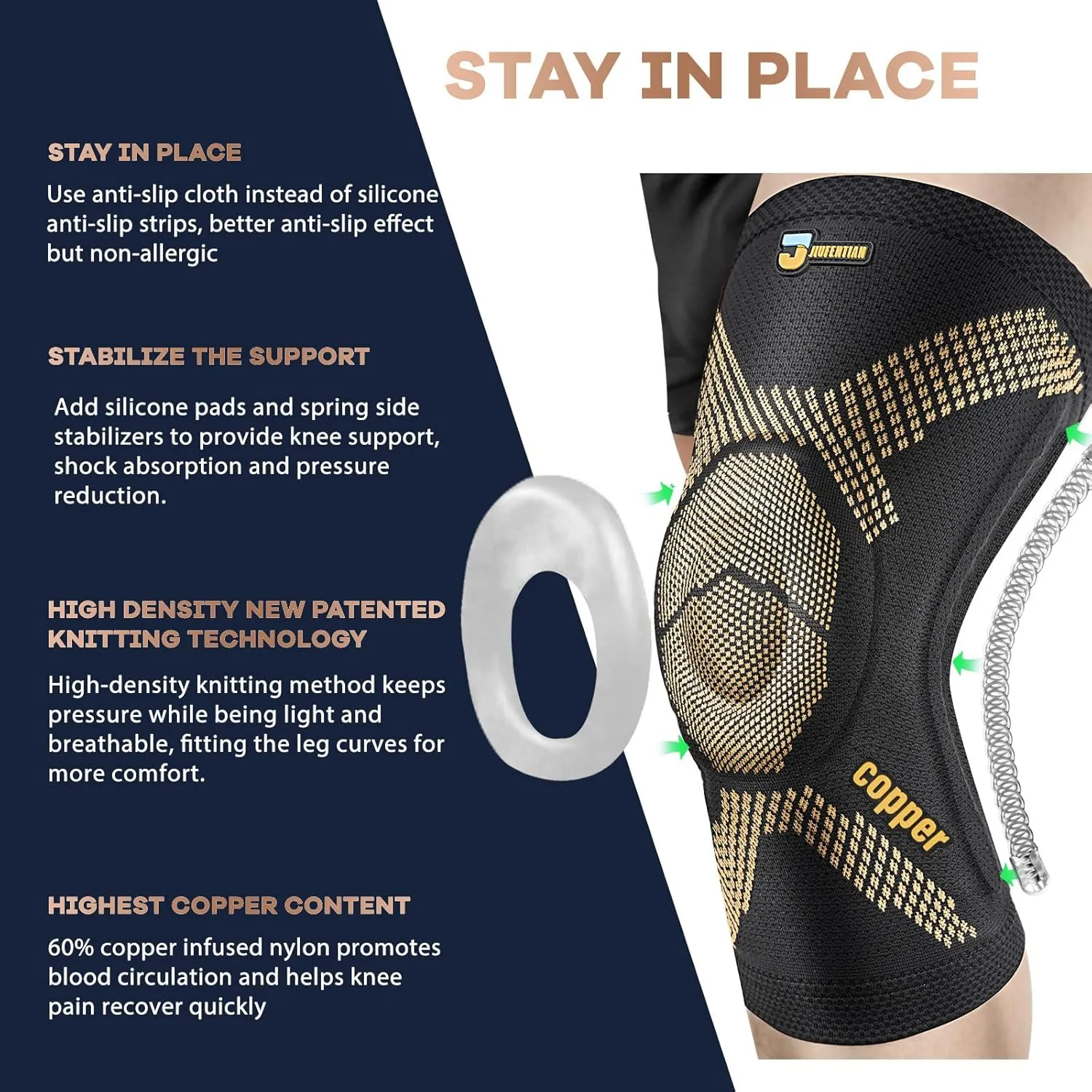 Copper Knee Brace for Women and Men Knee Brace for Arthritis Pain and Support-Knee Sleeves for Women Knee Pain Knee Support for Arthritis,Running, Workout and Knee Pain Relief - SINGLE(2X-Large