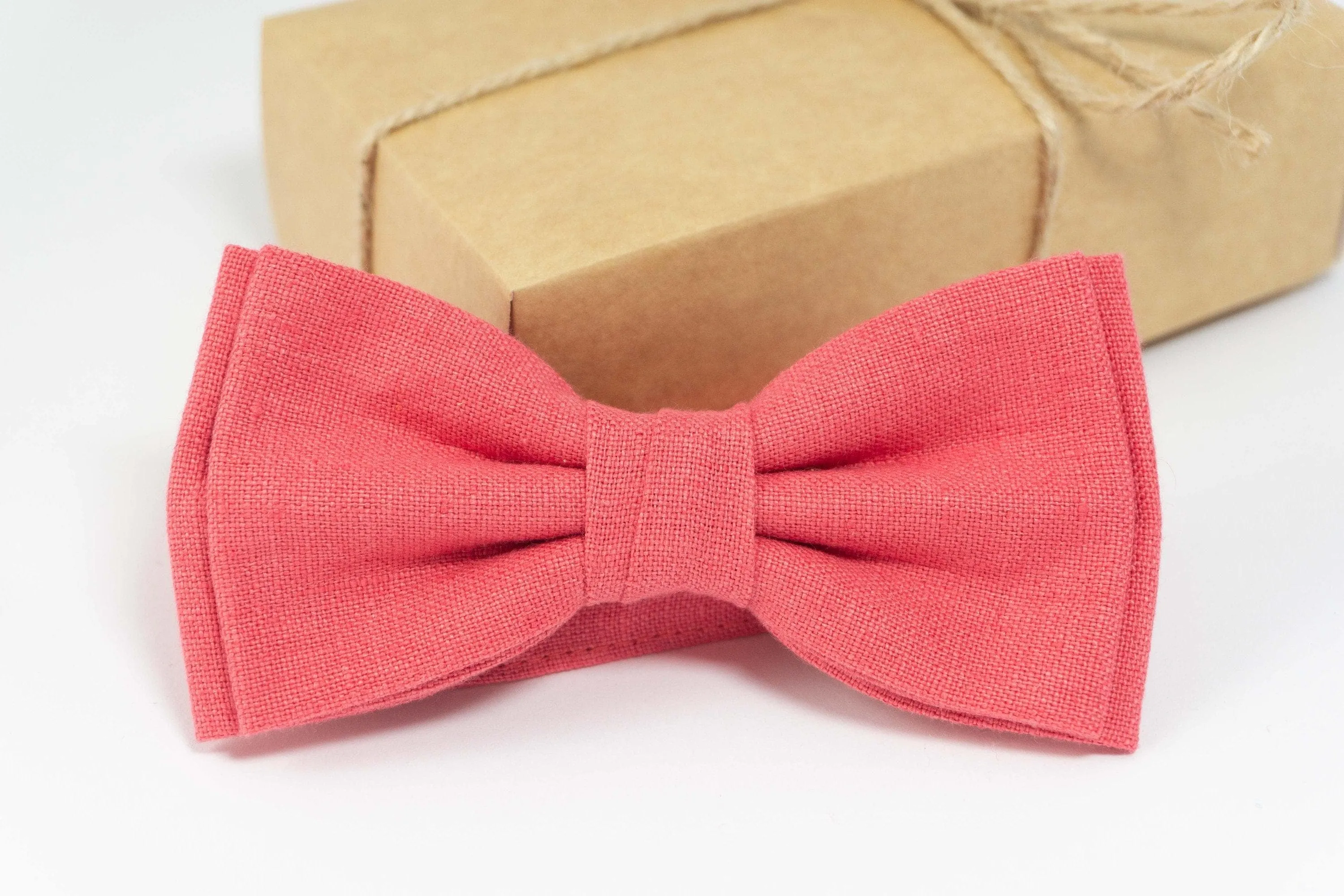 Coral bow tie | Coral wedding ties and pocket squares