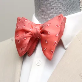 Coral Paisley Silk Large Bow tie