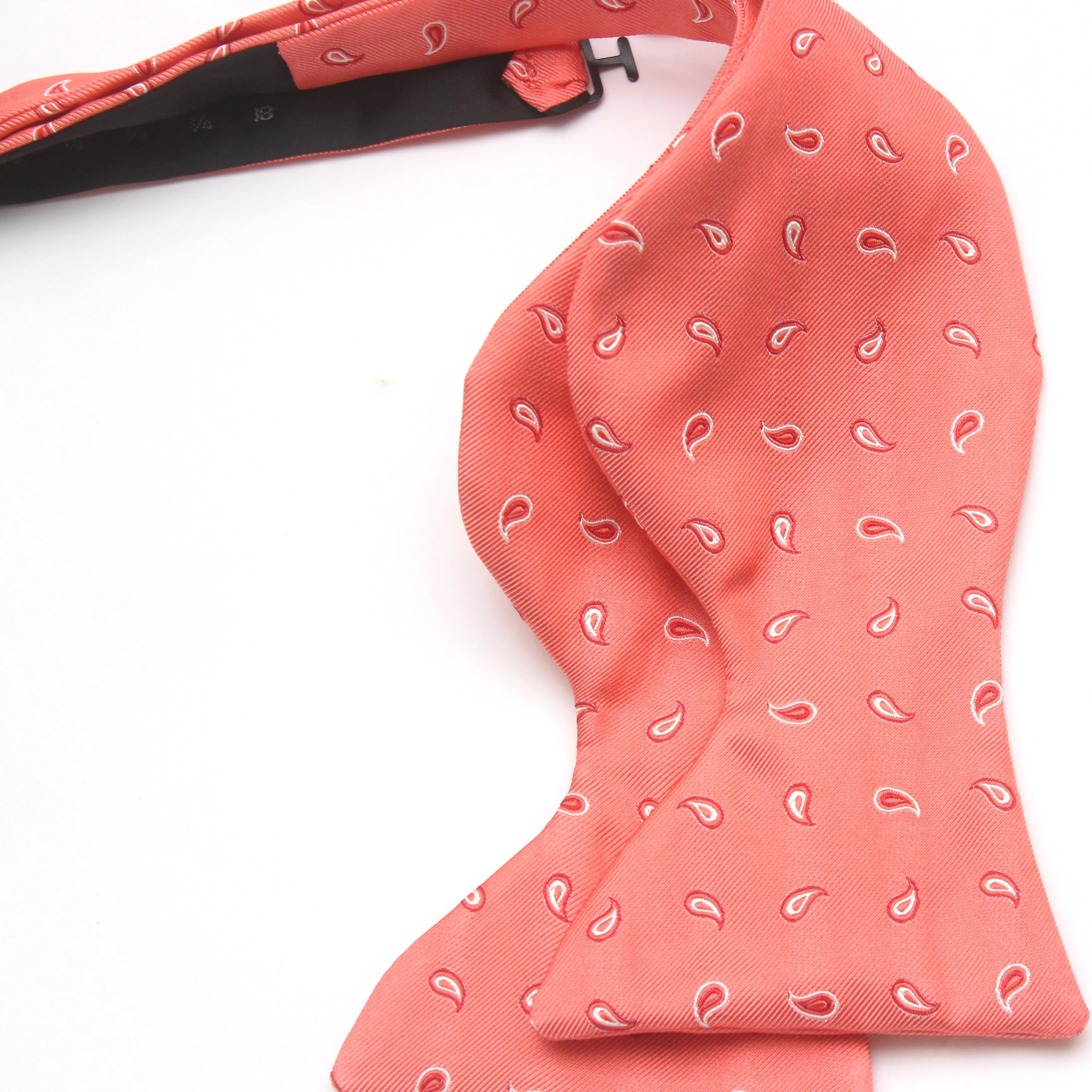 Coral Paisley Silk Large Bow tie