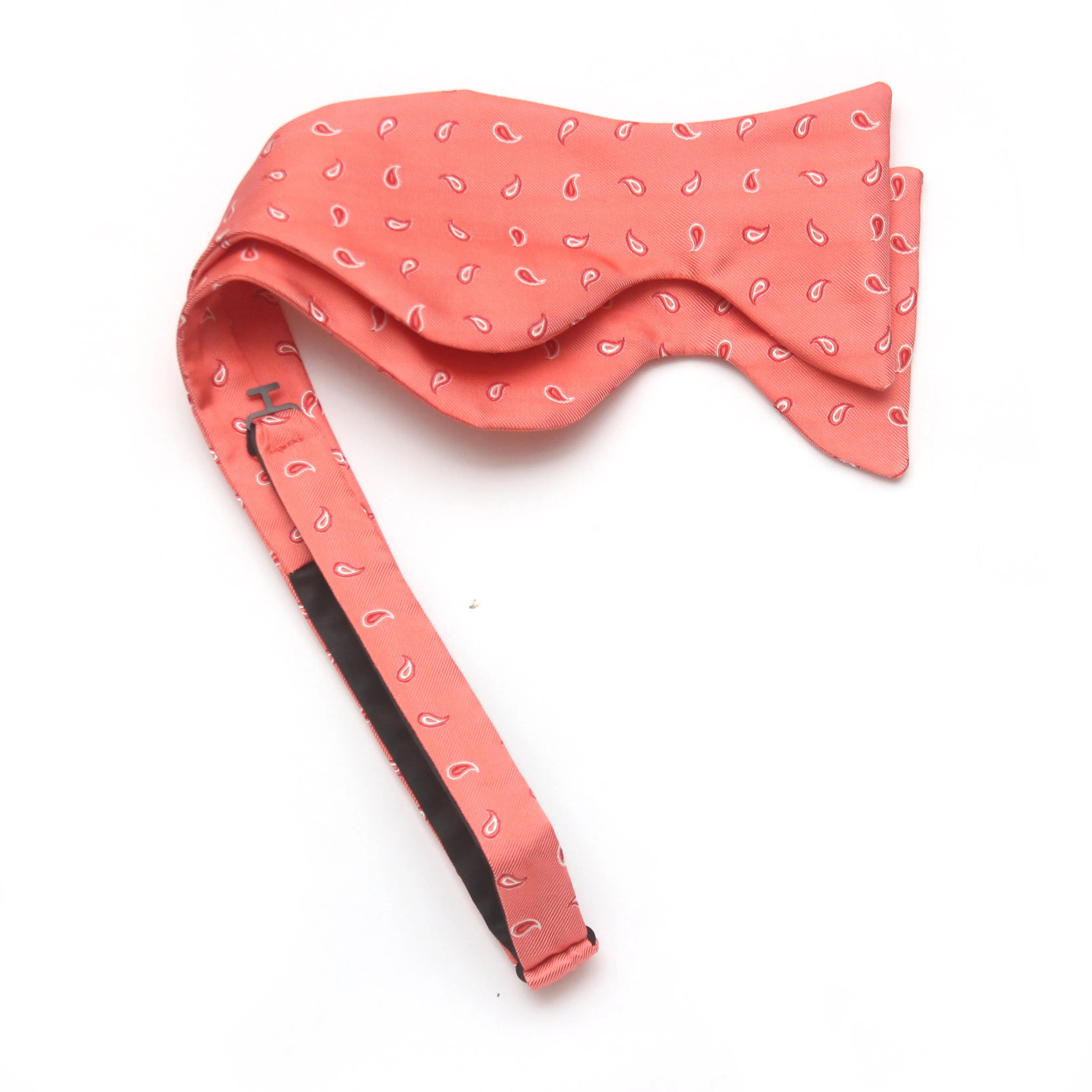 Coral Paisley Silk Large Bow tie