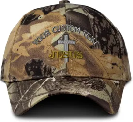Custom Camo Baseball Cap Christian Cross, Jesus Embroidery Cotton Strap Closure