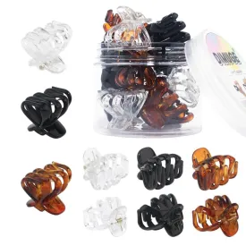 DIMUGE 4CM Medium Small Hair Claw Clips Sturdy Strong Grip Octopus Hair Clips with Teeth Non-slip Good for Women Girls Thin Thick Hair.(Black Brown Clear)