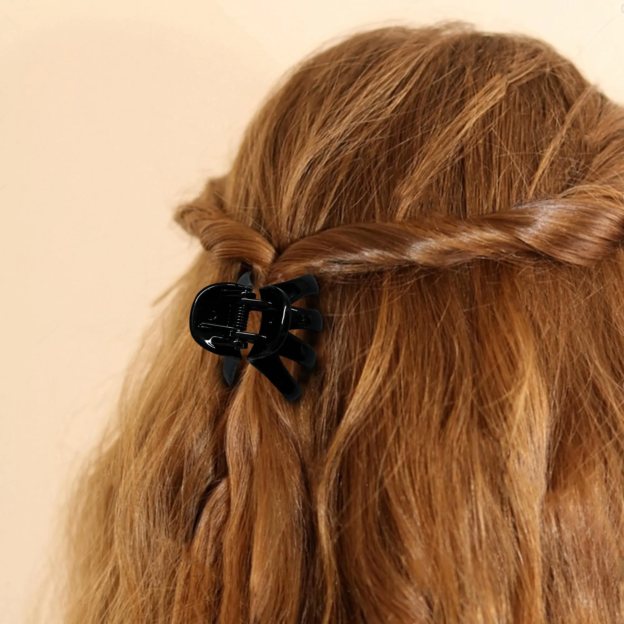 DIMUGE 4CM Medium Small Hair Claw Clips Sturdy Strong Grip Octopus Hair Clips with Teeth Non-slip Good for Women Girls Thin Thick Hair.(Black Brown Clear)