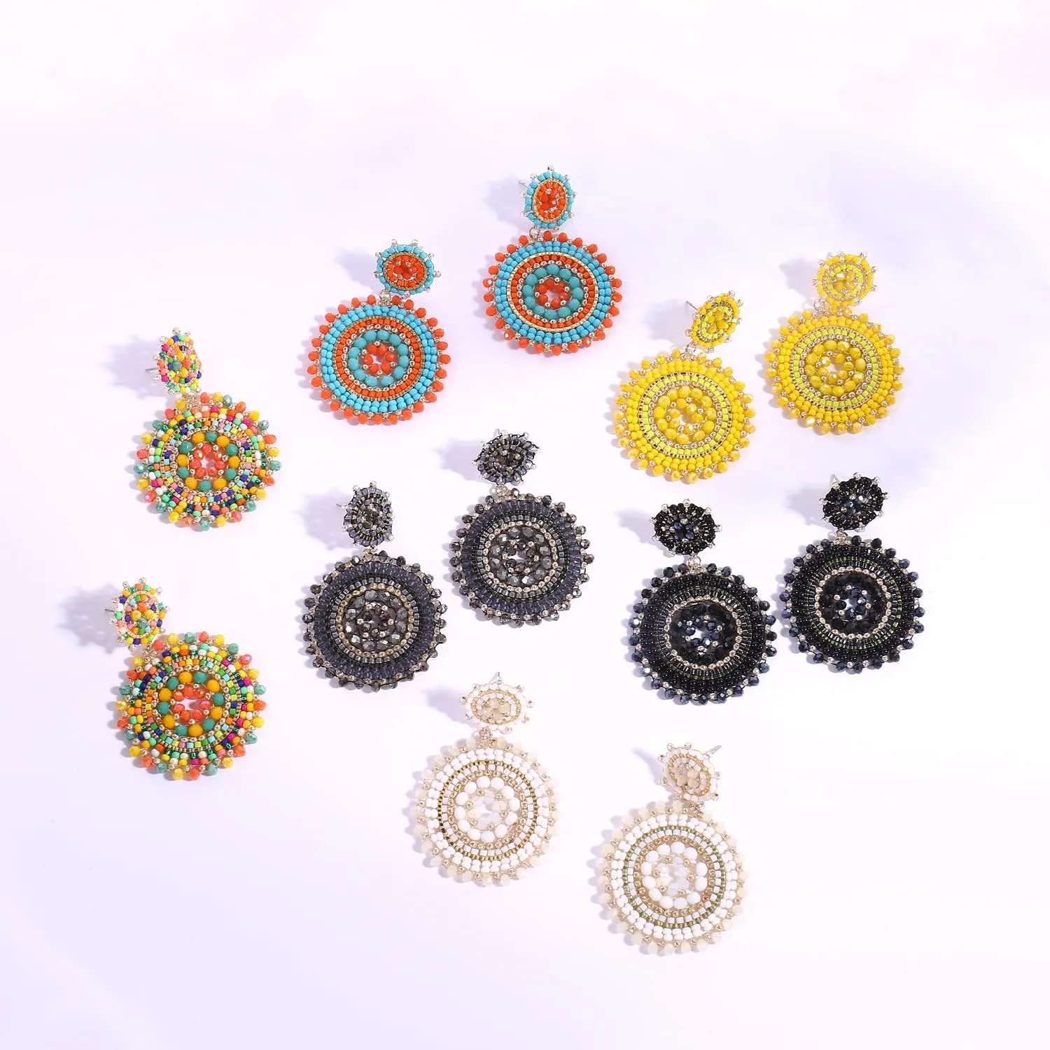 Elegance 11 Designs Beaded Earrings For Women Seed Bead Summer Beach Boho Statement Dangle Handmade Earrings Jewelry