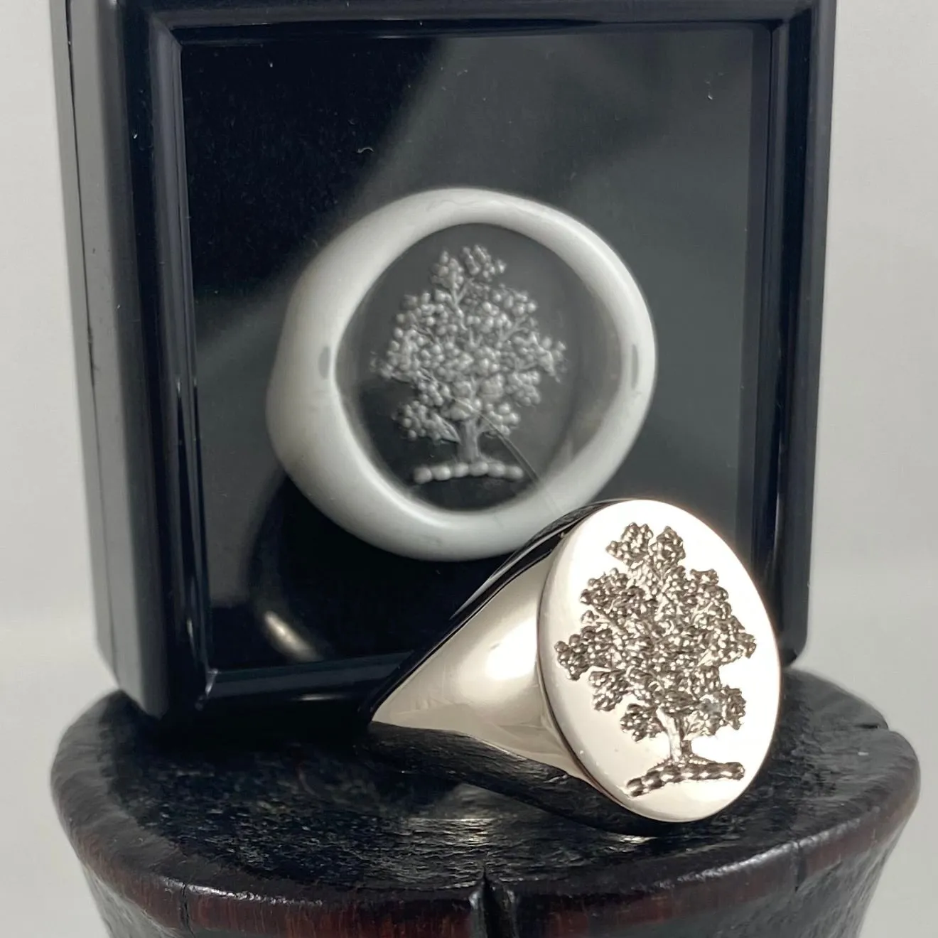 Family Crest Surface Engraved 16mm x 13mm  -  9 Carat White Gold Signet Ring