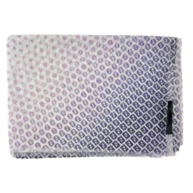 Fendi Scarf White Pink Purple Logo Dots - Cotton Silk Shawl FINAL SALE