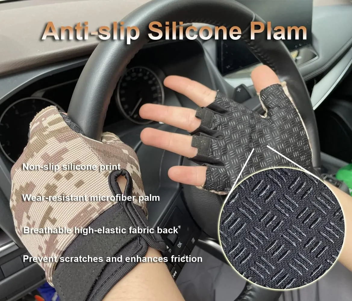 Fingerless Gloves - Tactical & Biking Gloves for Men & Women, Ideal for Airsoft, Fishing & Training