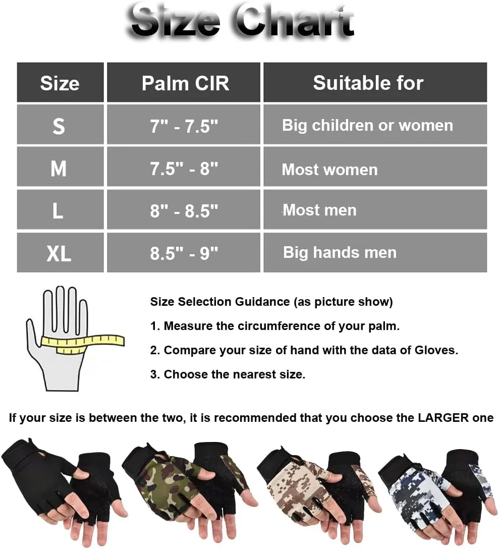 Fingerless Gloves - Tactical & Biking Gloves for Men & Women, Ideal for Airsoft, Fishing & Training