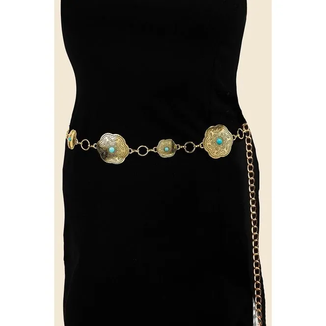 Floral Western Concho Chain Belt