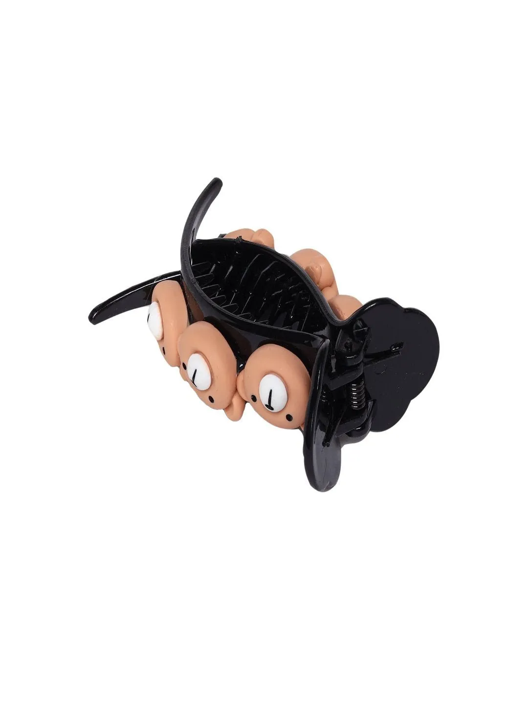 Fun and Whimsical Cute Bear Face Hair Claw Clip – Brown & Black