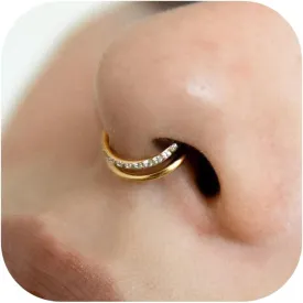 Gold Nose Rings Hoops 316L Surgical Steel Flower Nose Ring Silver Septum Rings 16g Clicker Daith Hinged Piercing Jewelry Gifts 1.2 * 8mm