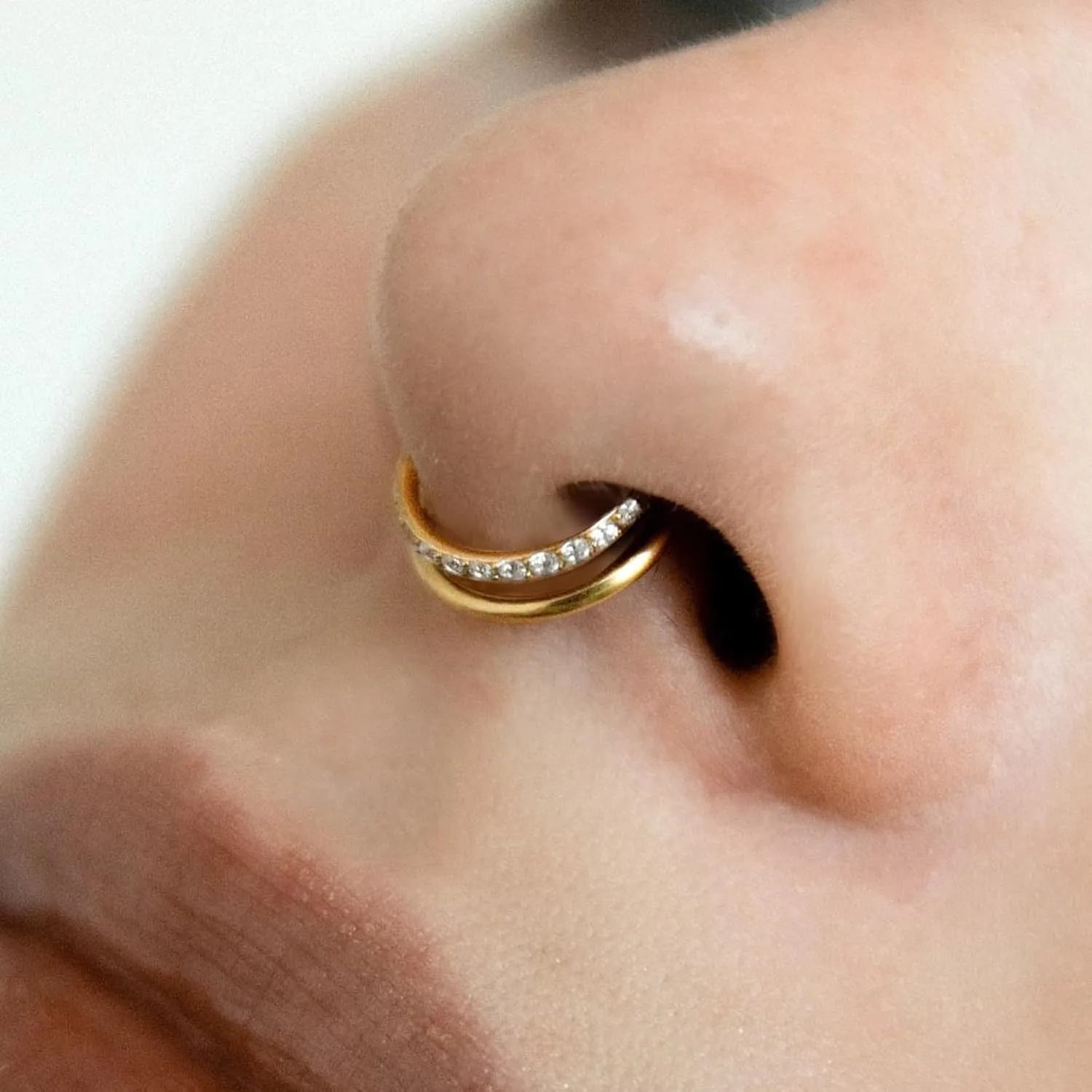 Gold Nose Rings Hoops 316L Surgical Steel Flower Nose Ring Silver Septum Rings 16g Clicker Daith Hinged Piercing Jewelry Gifts 1.2 * 8mm