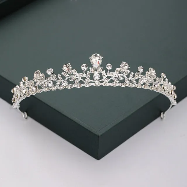 Gold or Silver Tone Crystal Rhinestone and Pearl Quince Tiaras and Wedding Crowns