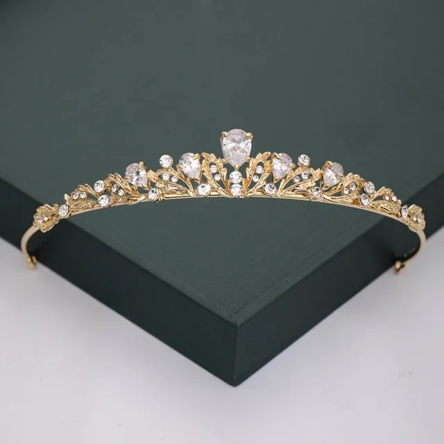 Gold or Silver Tone Crystal Rhinestone and Pearl Quince Tiaras and Wedding Crowns