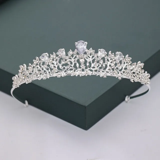 Gold or Silver Tone Crystal Rhinestone and Pearl Quince Tiaras and Wedding Crowns