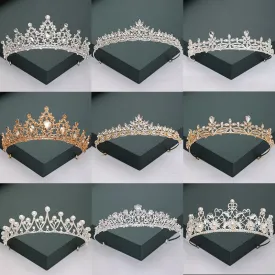 Gold or Silver Tone Crystal Rhinestone and Pearl Quince Tiaras and Wedding Crowns