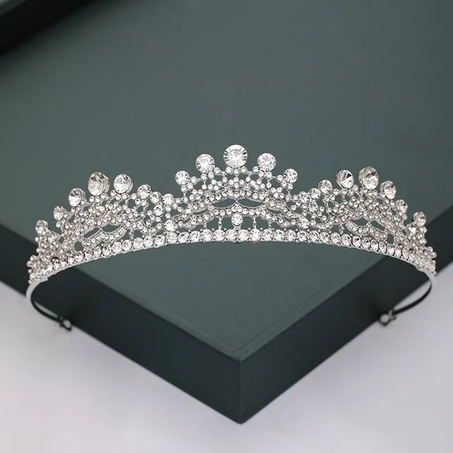 Gold or Silver Tone Crystal Rhinestone and Pearl Quince Tiaras and Wedding Crowns