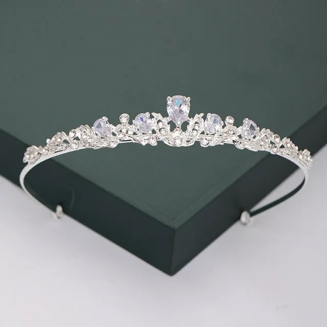 Gold or Silver Tone Crystal Rhinestone and Pearl Quince Tiaras and Wedding Crowns